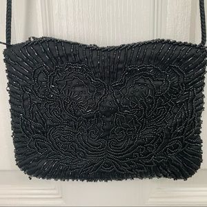 Black Beaded Cross Body Bag